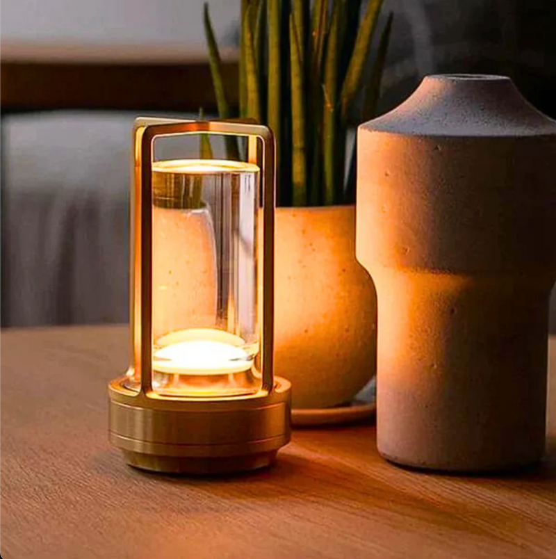 Kristallen Lantaarn Lamp met Dimbare Verlichting en USB-oplader – Lustreon